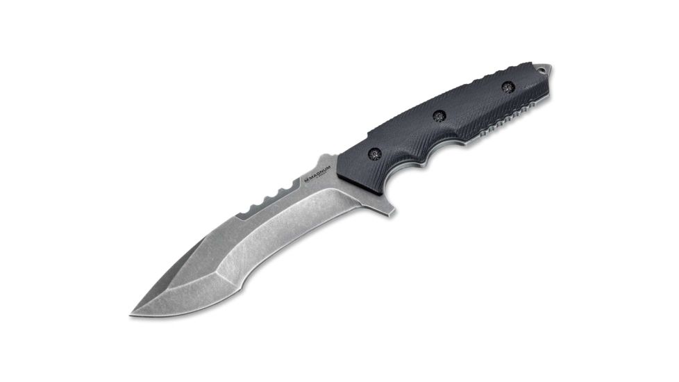 Boker USA Magnum Dark Raider Fixed Blade Knife,6.10in 440A Steel Blade,Black G-10 Handle 02SC142