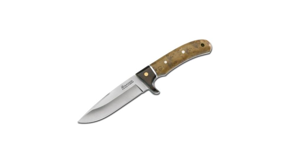 Boker Magnum Elk FB Fixed Blade Knife w/ Sheath, 4.33 in, 440A Stainless Steel, Drop Point Blade, Burl Wood Handle, 02GL683
