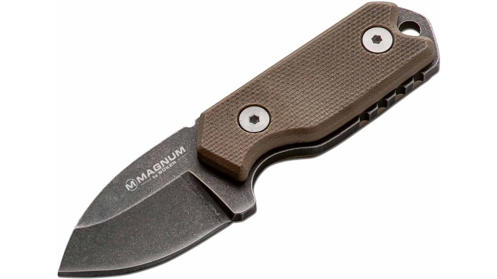 Boker USA Magnum Lil Friend Micro Fixed Blade Knife,1.38in 440 Stainless Steel Blade,G10 Handle 02SC743