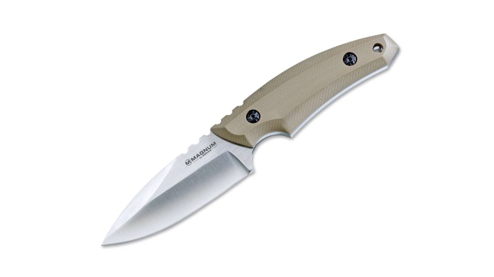 Boker USA Magnum Pal Fixed Blade Knife,3.5in 440 Steel Blade,Tan G-10 Handle Scales 02RY001