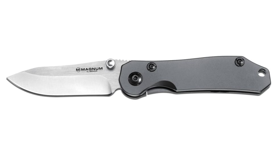Boker USA Magnum Steelpower Folding Knife,2.88in 440 Stainless Steel Blade,Stainless Steel Handle 01GL121