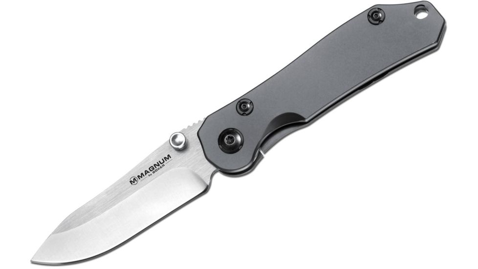 Boker USA Magnum Steelpower Folding Knife,2.88in 440 Stainless Steel Blade,Stainless Steel Handle 01GL121