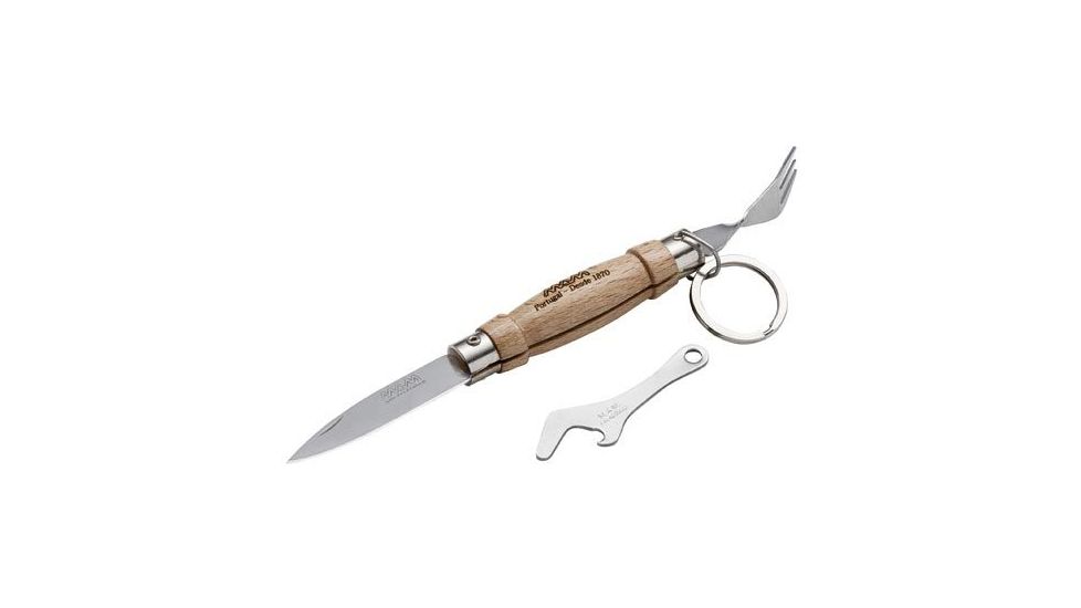 Boker USA MAM AISI 420 Stainless Steel Folder Knife, Canivete Com Garfo w/ Fork, Keychain, Bottle Opene, 2.26in. Blade 01MM009