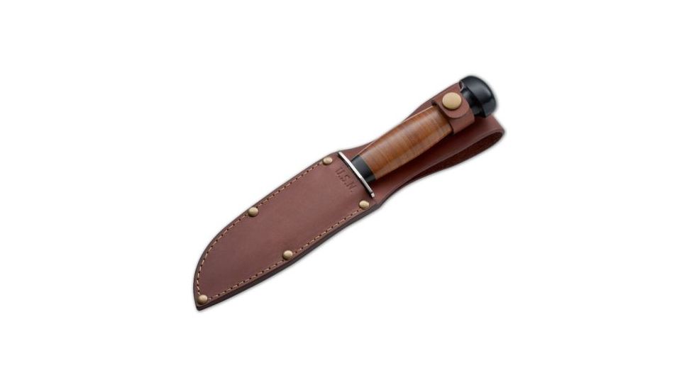 Boker USA Plus Mark I Navy Knife Fixed Blade Tactical Knife w/ Leather Sheath 02BO156