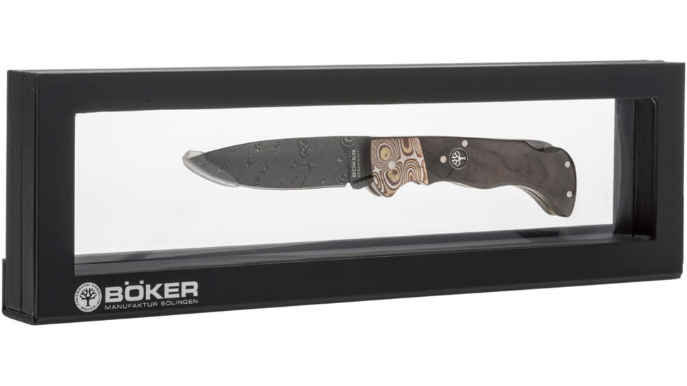Boker USA Mokume Damascus Walnut Knife, Brown, Small, 110166DAM