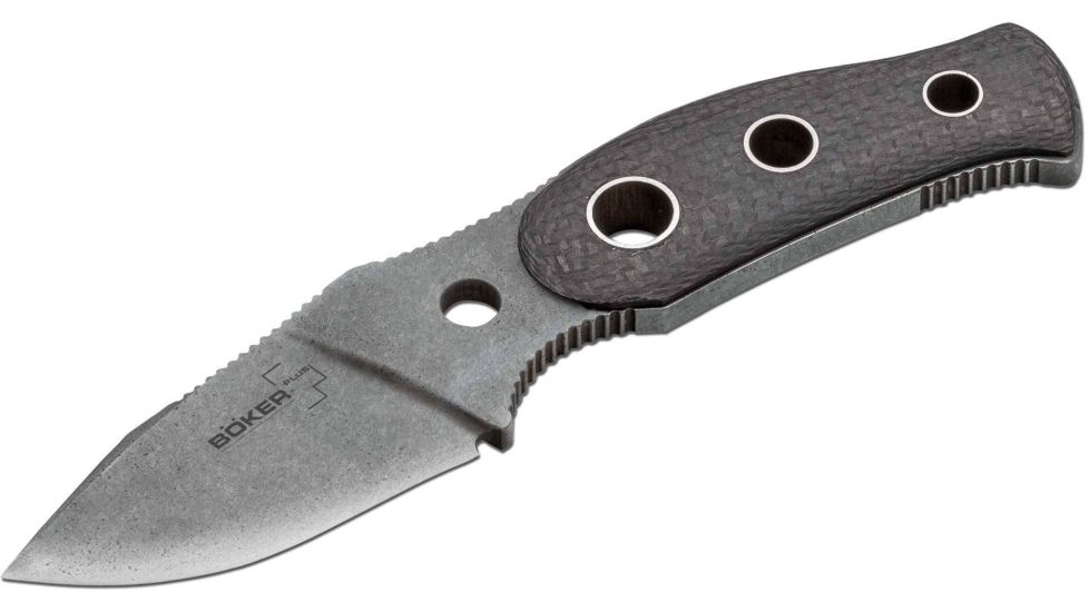 Boker USA Plus Bandit Fixed Blade Knife,2.75in 440C Stainless Steel Blade,Carbon Fiber Handle 02BO371