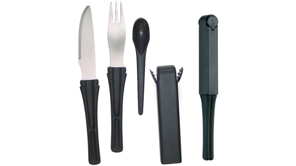 Boker USA SnacPac Utensil Set w/Salt and Pepper,Black,Clam Pack B-03BO800C