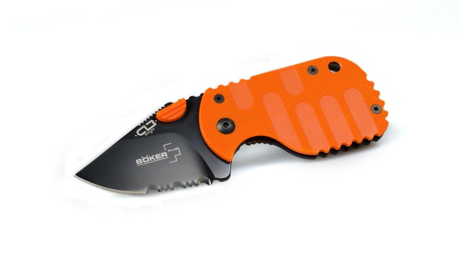 Boker USA Subcom Dusk, Orange Reinforced Nylon Handle, Black ComboEdge B-01BO576