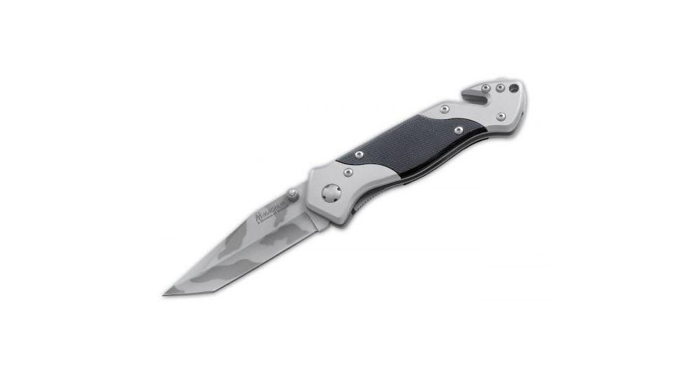 Boker USA Tactical Rescue Knife, 3.3in American 440A Steel Blade, Grey, G10 Handle, Black, 01RY997-ENG