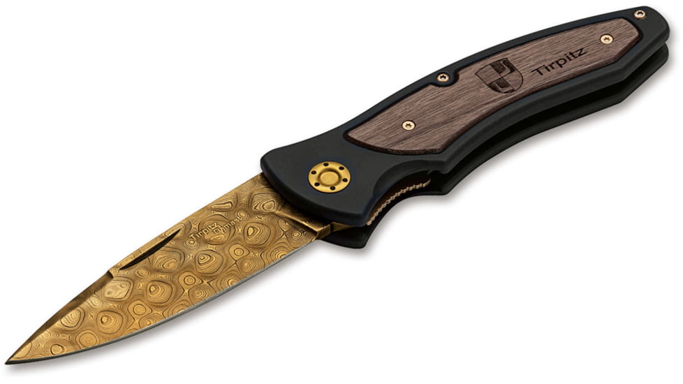 Boker USA Tirpitz Damascus Gold 42 Knife, Brown, Small, 110196DAM