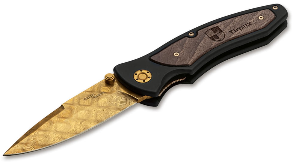 Boker USA Tirpitz Damascus Gold Knife, Brown, Small, 110194DAM