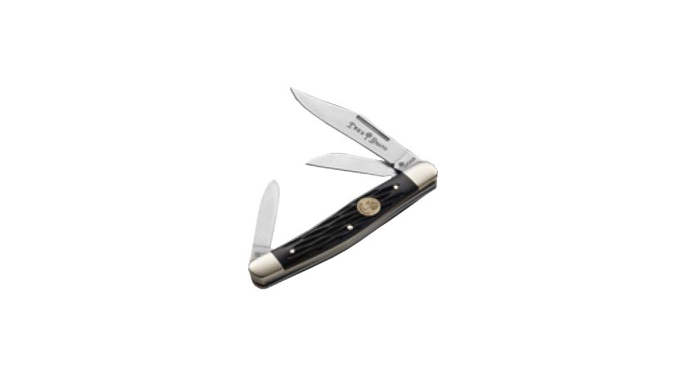 Boker USA Traditional Series Medium Stockman Folding Knife,Carbon Steel Blade,3.5in Closed,Jigged Black Bone Handle,Clam Pack 110728C