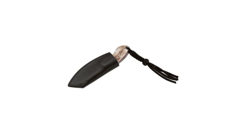 Boker USA Plus Vox Rhino Stag Fixed Blade Multifunctional Knife w/ Leather Sheath and Lanyard 02BO269