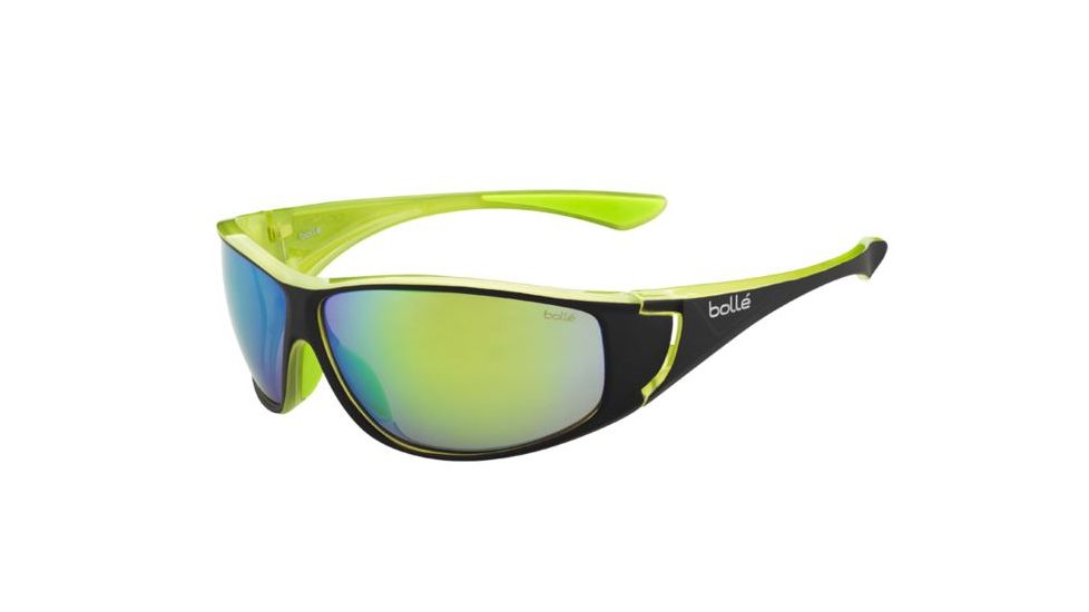 Bolle Highwood Sunglasses, Shiny Black/Lime Frame, Brown Emerald Lens, 12025
