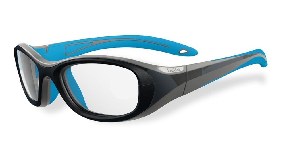 Bolle Kids Crunch Sport Protective Eyewear - Grey and Blue Frame,Clear Anti Fog/Scratch Lens 12001