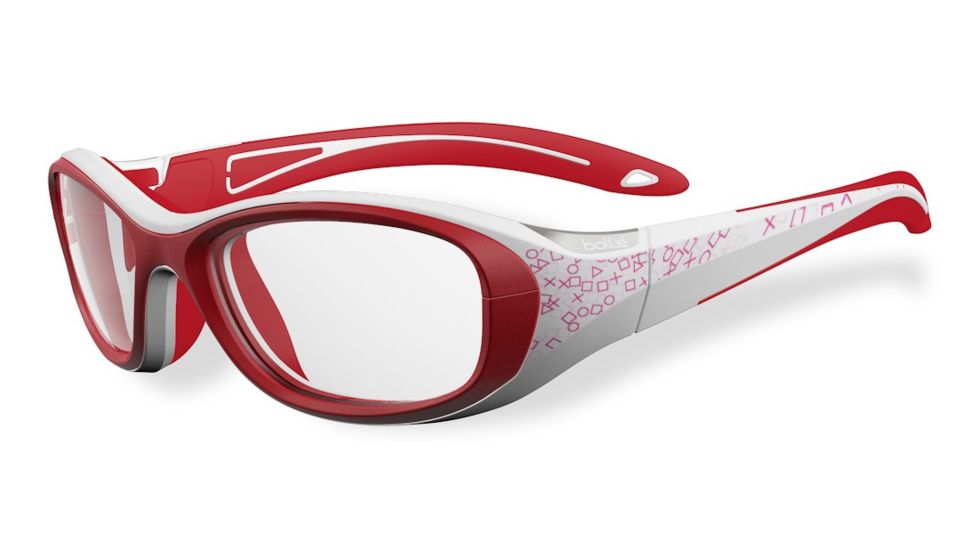 Bolle Kids Crunch Sport Protective Eyewear - White and Pink Frame,Clear Anti Fog/Scratch Lens 12004
