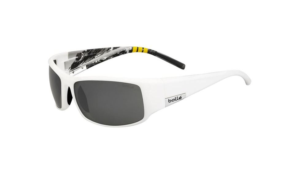 Bolle King Sunglasses, Shiny White Mountain Frame, TNS Gun Lens, 11958