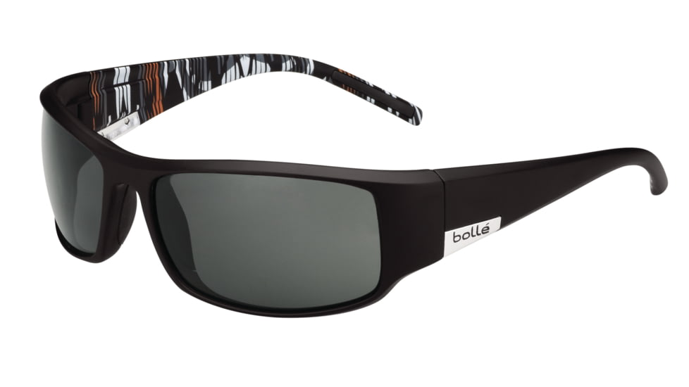 Bolle King Sunglasses, Matte Black/Orange Zebra, Polarized TNS Oleo AF Lens, 11785