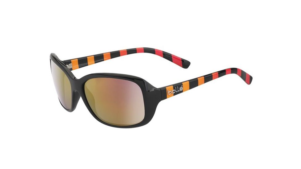 Bolle Molly Sunglasses, Shiny Black/Rainbow Frame, Rose Gold Lens, 11965