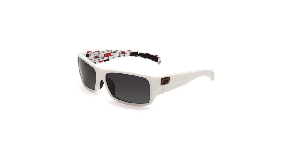 Bolle Oscar Sunglasses, White Gray Blocks Frame, Polarized TNS Lens, 11461
