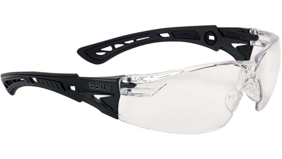 Bolle Rush+ Safety Glasses, Matte Black Frame, Clear BSSI Lens, PSSRUSP064B
