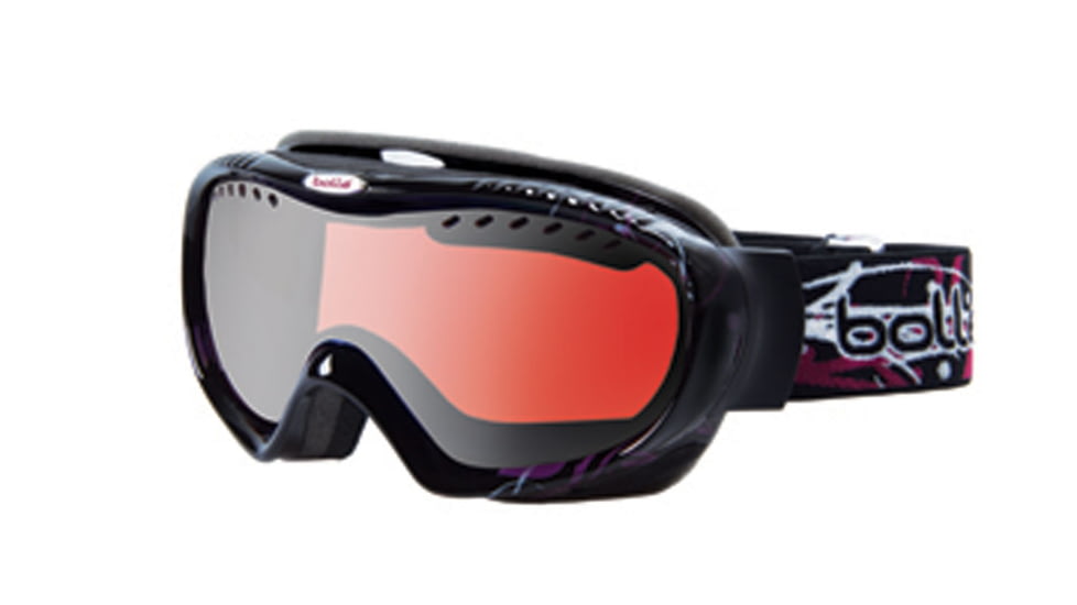 Bolle Simmer Women's Ski Goggles, Black Flower Frame, Vermillon Gun Lens 20685
