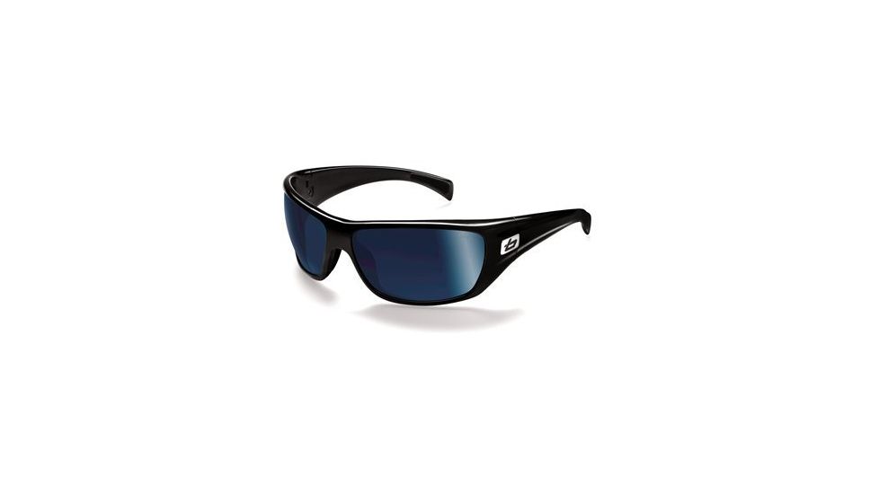 Bolle Cobra Sunglasses 11324, Shiny Black Frame, Polar Off Shore Blue Lens