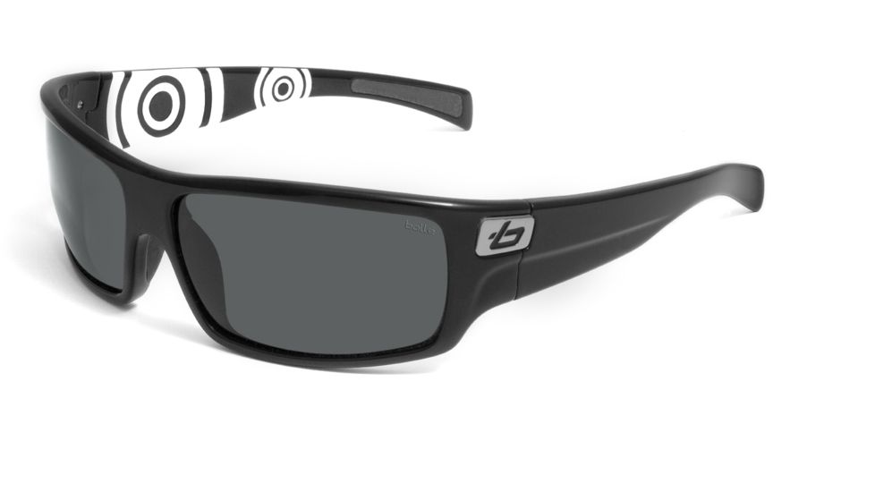 Bolle Sunglasses, Tetra Shiny Black Circle Frame Polarized TNS Lens 11496