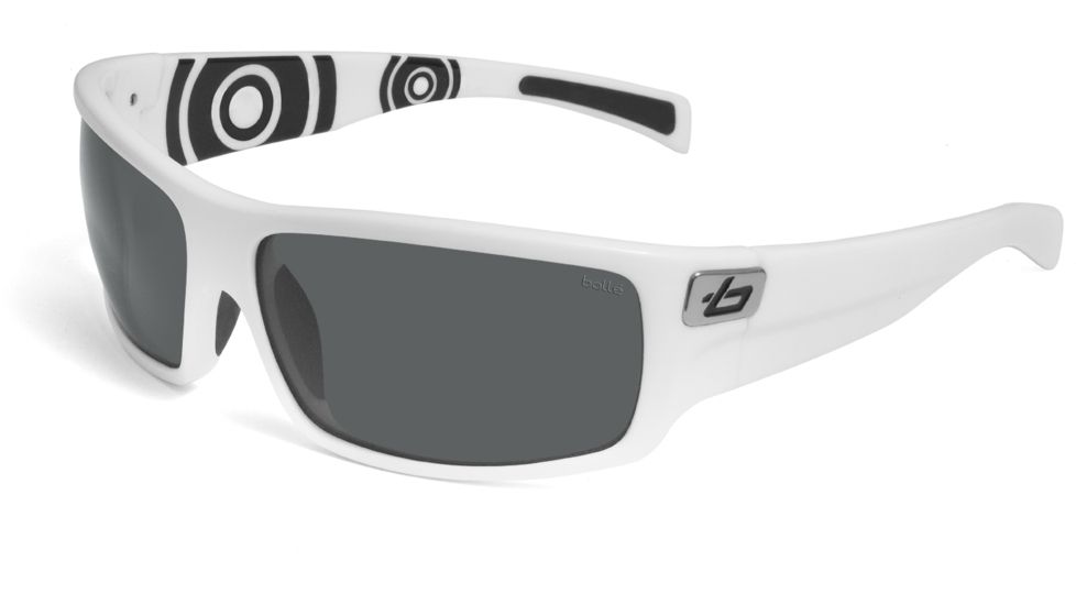 Bolle Sunglasses, Tetra Shiny White Circle Frame Polarized TNS Lens 11497