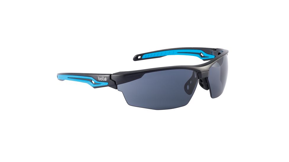 Bolle Tryon Safety Glasses, Black Blue Frame, Smoke Lens, 40302