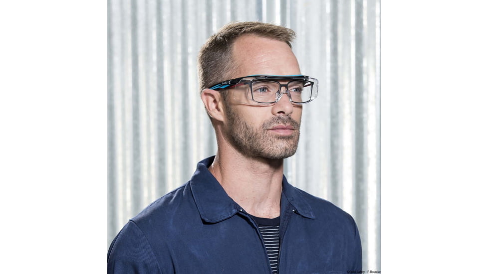 Bolle Tryon OTG Safety Glasses, Black Blue Frame, Clear Lens, 40306