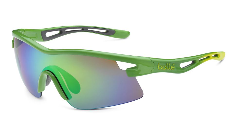 Bolle Vortex Single Vision Prescription Sunglasses, Green Edge Shiny Green Frame-11734SV