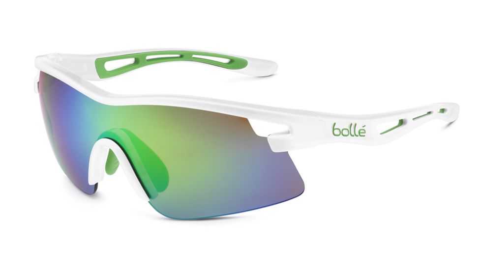 Bolle Vortex Single Vision Prescription Sunglasses, Green Edge Shiny White Frame-11733SV