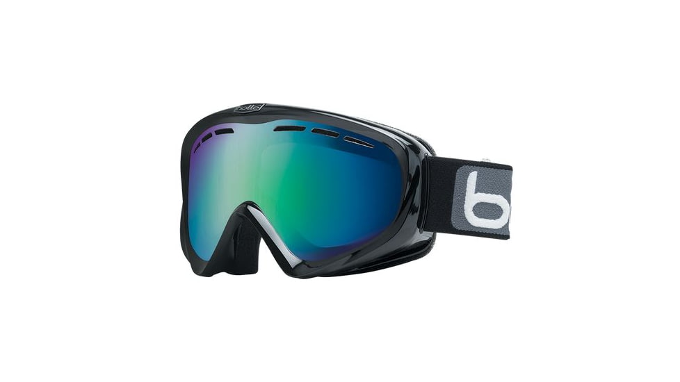 Bolle Y6 OTG Ski/Snowboard Goggles,Shiny Black Frame,Green Emerald Lens 21165
