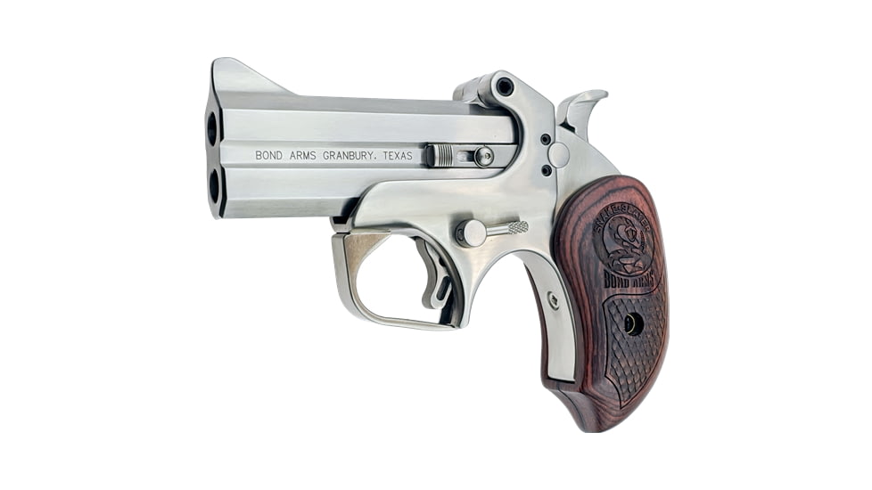 Bond Arms Snake Slayer Pistol, .45 Colt, 3.5 in barrel, stainless steel frame, black ash or rosewood grip, 2-barrel, fixed, blade front, 2 round magazine, Snake Slayer-1-FRRMPG