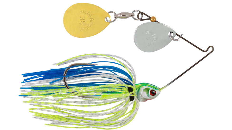 Booyah Covert Finesse Spinnerbait, Double Colorado Blade, 3/8oz, 4in, Wht/Chart/Blue, BYCVF38NGC730
