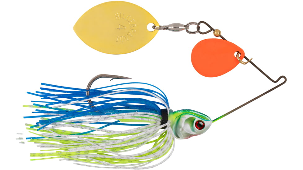 Booyah Covert Finesse Spinnerbait, Gold Oklahoma Orange Colorado Blade, 1/2oz, 4in, Wht/Chart/Blue, BYCVF12OCGOK730
