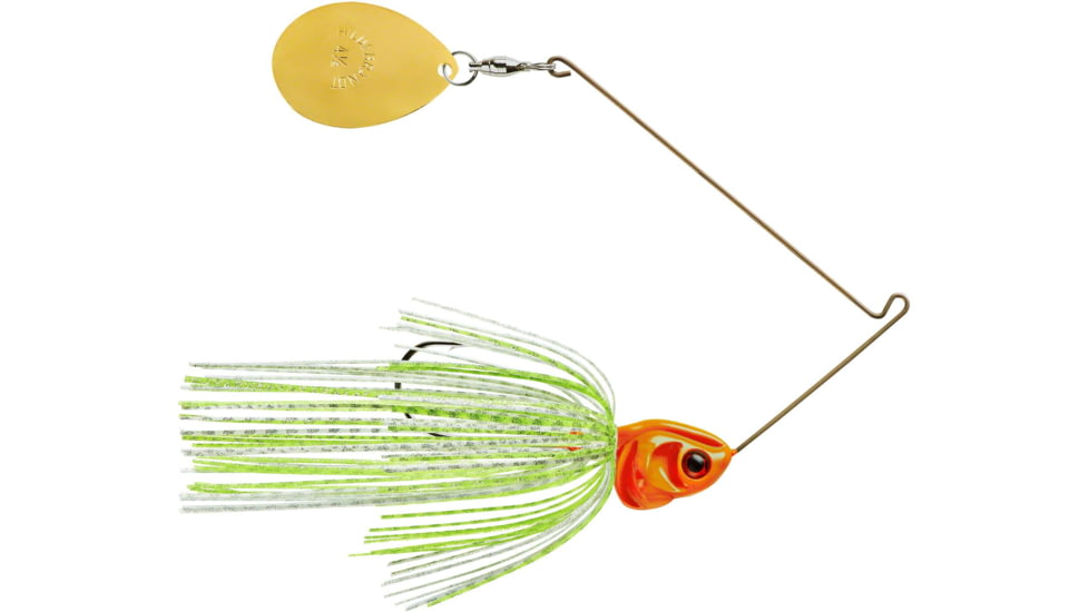 Booyah J.C. Covert Spinnerbait, 1/2oz, G Col Wt Cht Slvsc/Org Hd, BYCVS12GC729O
