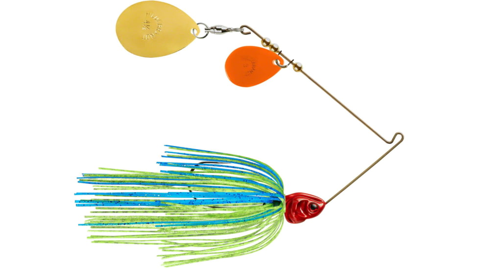 Booyah J.C. Covert Spinnerbait, 3/8oz, Org/G Col Blue Chart/Rd Hd, BYCVS38OGC725