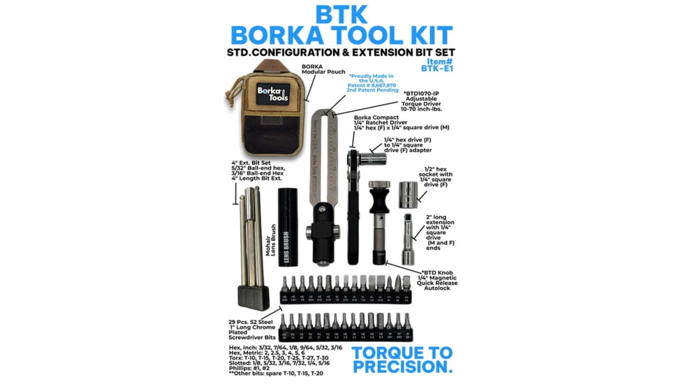 Borka Tools Standard Configuation Adjustable Torque Driver Kit w/ 3pc. Extension Bit Set