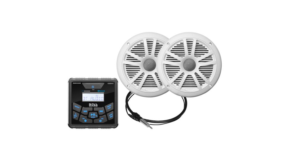 Boss Audio MCKGB450W.6 Marine Package - BluetoothIn-Dash Marine Gauge Digital Media AM/FM Receiver w/6.5" Speakers - White 73100