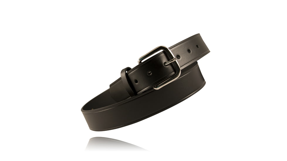 Boston Leather American Value Line 1 1/2in Off Duty Belt, 58, Black, Plain, U-Brass Buckle, 6606-1-58-BU