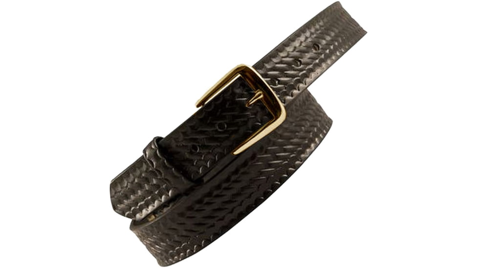 Boston Leather 1.5 Off Duty Belt Basketweave with Gold Hardware, 26in, 6582-3-26-GLD