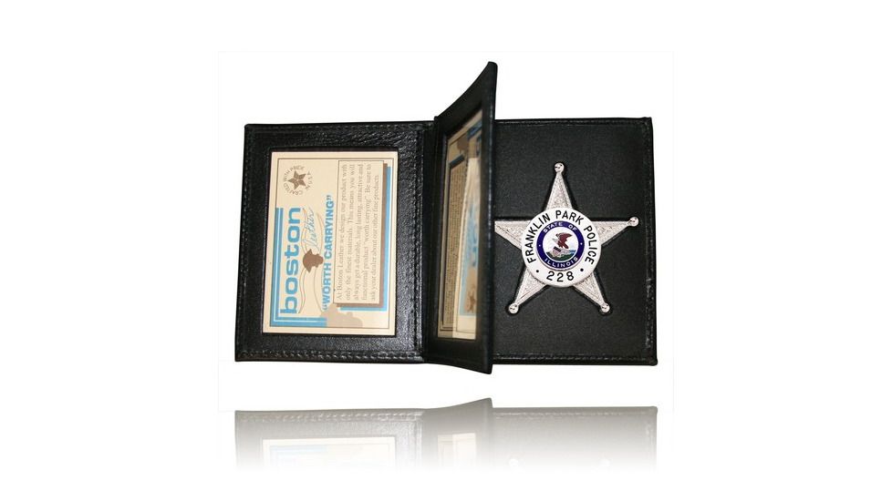 Boston Leather Book Style Badge Case With 2 Id Windows, Soft Leather - 122-S-4143