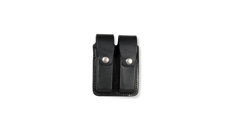 Boston Leather Double Mag Holder For 9mm/40cal, Nickel, Basket Weave, Black, 5601-3