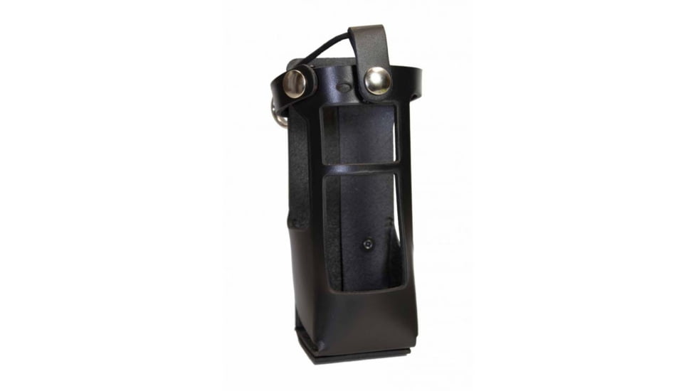 Boston Leather Firefighter's Radio Holders, Black, Plain, Silver Buckle, Motorola APX 8000 HXE, 5620RC35-1
