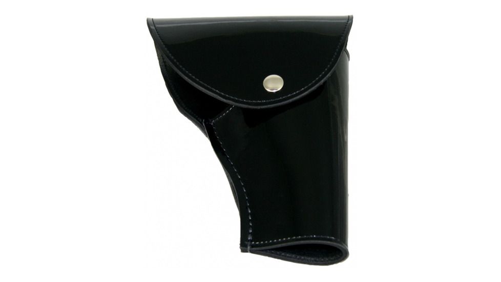 Boston Leather Black Full Grain Leather Flap Holster Plain Fits Glock with Gold Snap, 5030-1-GLD