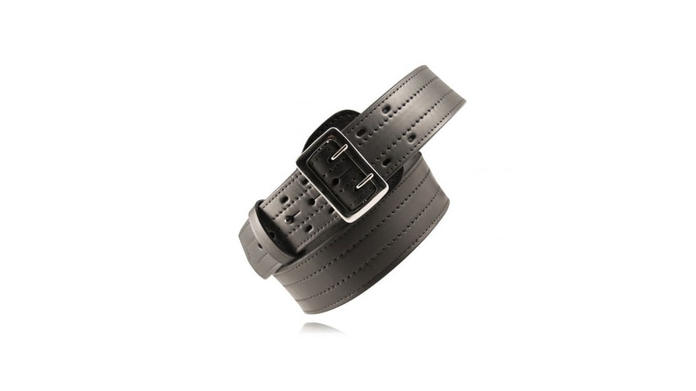 Boston Leather Sam Browne 2.25in Fully Hooked Lined Duty Belt w/ Black Buckle, Plain, Black, Black Buckle, Size 44, 6501V-1-44-BLK