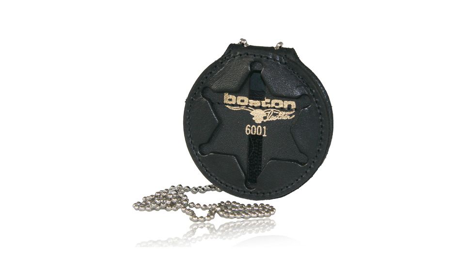 Small Deluxe Circle Badge Holder with Neck Chain and Pouch