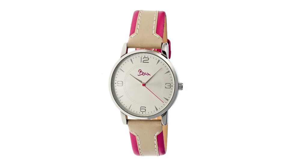 Boum Bm2201 Contraire Ladies Watch, Silver, Hot Pink Leather BOUBM2201